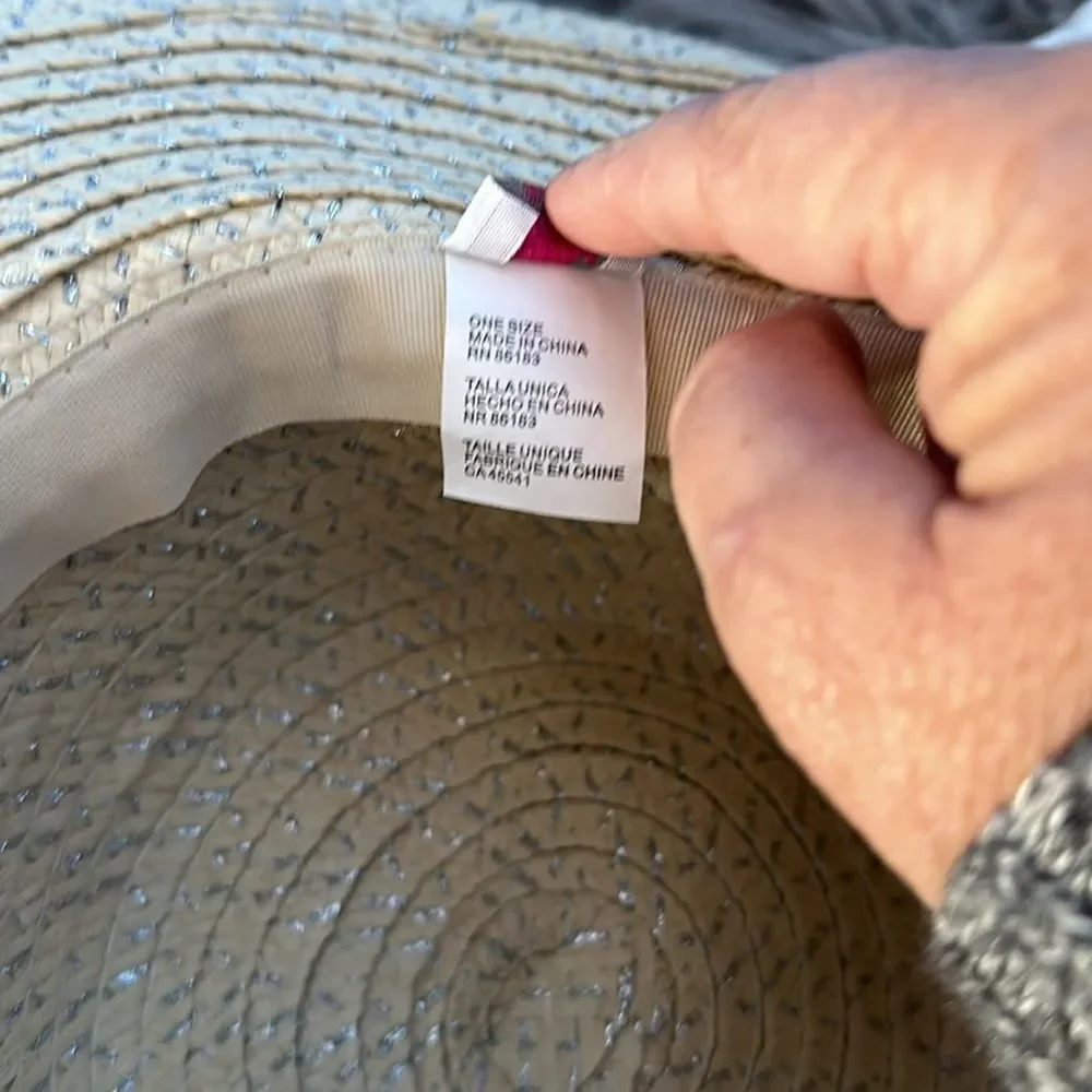 Elli by Capelli Straw Hat w/ Silver Thread & Pink Flowers | Girl's Summer Sun